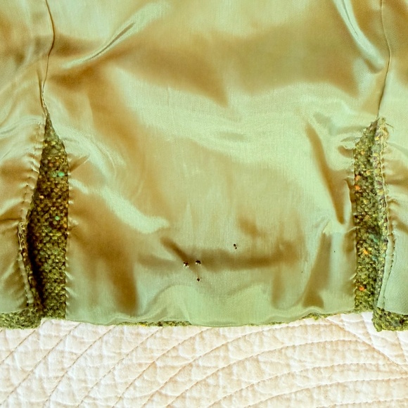 VTG 90s Dark Academia Liz Claiborne Green Tweed Wool Blend Blazer Size 10 - Picture 13 of 15